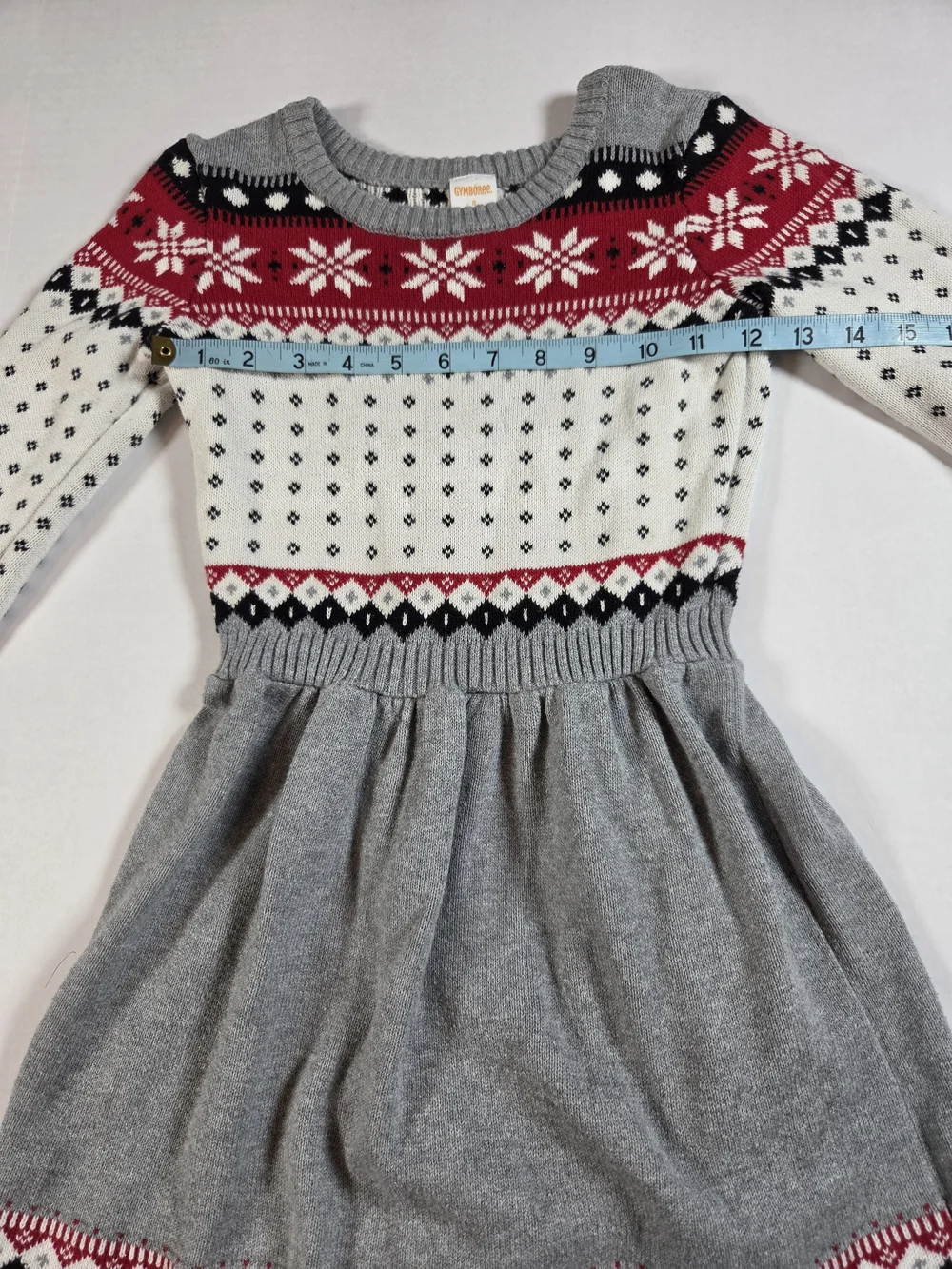 Gymboree Girls 8 Cozy Grey & Red Fair Isle Knit Holiday Sweater Dress